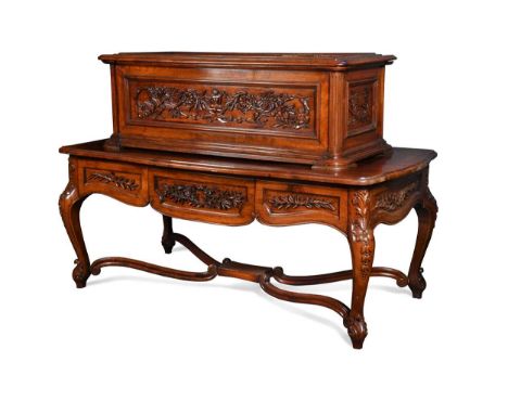 A fine and large cylinder musical box attributed to Nicole Freres, Swiss, late 19th century,  serial number 842, the 55cm cyl
