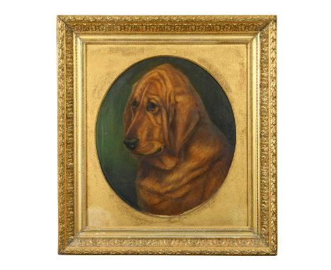 Benedict Angell Hyland (1859-1933) Bluecap - a head study of a bloodhoundsigned and dated lower left 'B A Hyland / 1886'inscr