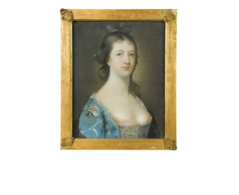 Ann Forbes (1745–1834) Portrait of a lady believed to be Elizabeth, Duchess of Hamilton (1733-1790) bust length in blue with 