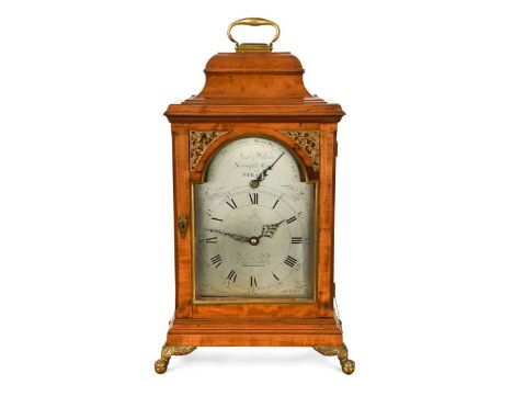 A George III musical table clock signed 'Nash & Willson, Newcastle Street, Strand',   the fruitwood case of typical shape wit