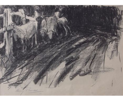 Harry Becker, (1865-1928) "Strayed sheep", lithograph, signed in pencil to lower left margin, 25 x 34cm