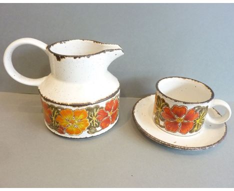 A large and extensive mid-20th century Midwinter dinner/tea service in the 'Stonehenge' pattern, comprising various sized pla