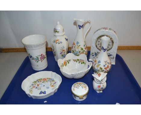 Collection of Aynsley Cottage Garden ceramics and a further Pembroke pattern mantel clock