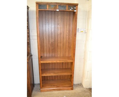 Modern light oak bookcase cabinet, 77cm wide