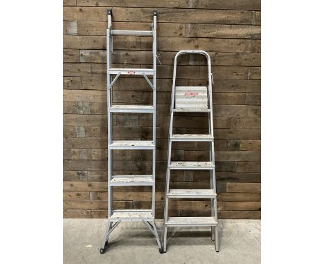 Aluminium extending multi step ladders, and a pair of step ladders