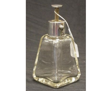 Vintage sterling silver &amp; crystal perfume bottle sterling silver cap, fitted with atomiser, marked Hardy Brothers/Sterlin