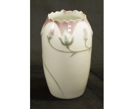 Antique Rorstrand Sweden ceramic vase blossom and leaf decorated, marked to base and # 2021, (height 15cm approx).