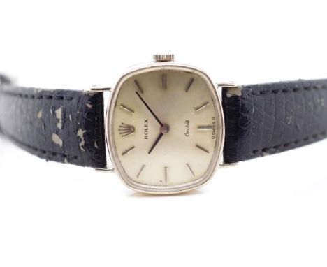 Rolex 18ct white gold "Orchid" watch manual wind movement marked swiss 18 rubis Geneve Rolex 1400. Back case marked 750 Montr