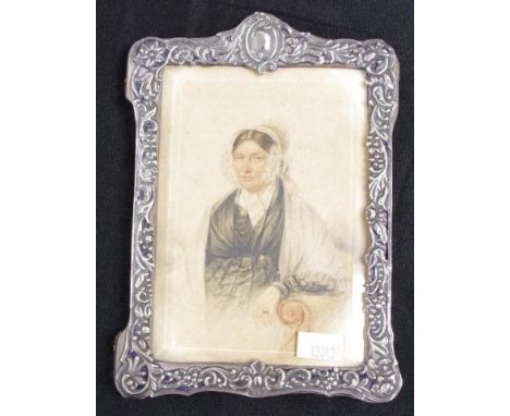 Vintage silver photograph frame embossed decoration, (height 18cm approx).