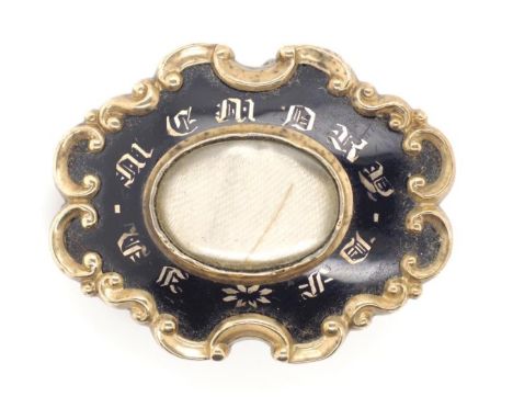 Victorian enamel and gold backed mourning brooch needs a repair to catch. Approx weight 11 grams