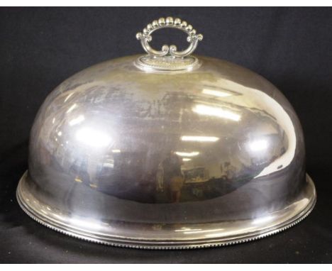 Vintage silver plate meat dome marked for WM &amp; S, (possibly William Marples &amp; Sons). (Diameter 41cm approx).