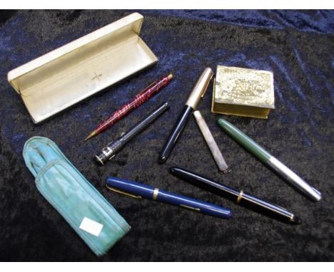 Collection of vintage fountain pens &amp; other writing instruments, including Watermans, Tropen - Constructor, Parker, germa