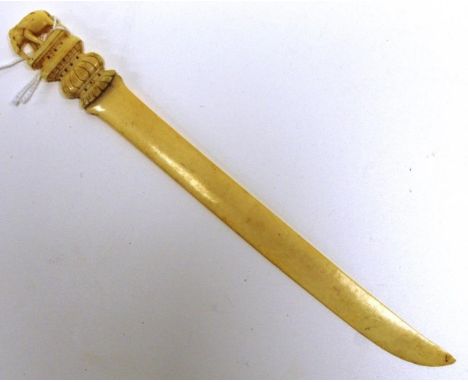 Vintage Indian carved ivory letter opener carved elephant finial.  (Length 23cm approx). NB This item may not be exported.
