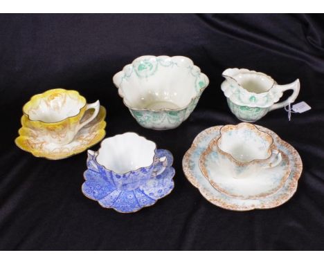 Various Wileman (Shelley) cups and saucers etc. including 'Snowdrop Dainty' trio, marked to bases and # 9058, Rd 272101, intr