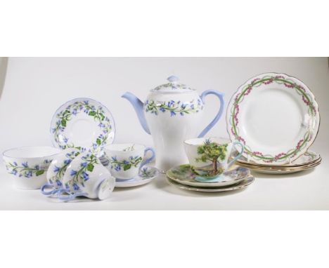 Part Shelley "Karebell" coffee set comprising of 3 cups, 6 saucers, coffee pot (a/f),and sugar bowl, together with a Shelley 