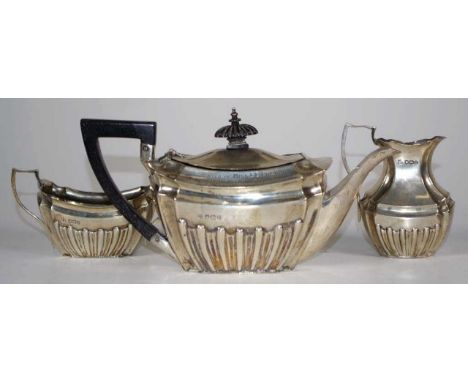 Victorian sterling silver tea for one set hallmarked Sheffield 1899 (James Deakin &amp; Sons) comprising of a teapot with pre