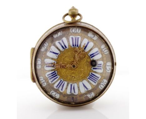 Louis XIV gilt brass verge `oignon` pocket watch French, Signed Dupre A Paris to movement.Gilt full plate movement, divided E