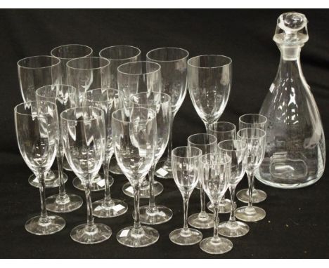 Set matching Orrefors wine glasses including 7 red wine glasses, (height 21cm approx, each), 6 white wine glasses, (height 19