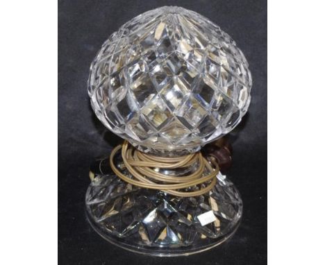Vintage cut crystal boudoir lamp cut crystal shade and base, fitted for electricity, (height 24cm approx).