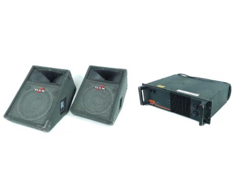 Pair of DAS PF-102 wedge speaker monitors; together with a Citronic PPX450 power amplifier