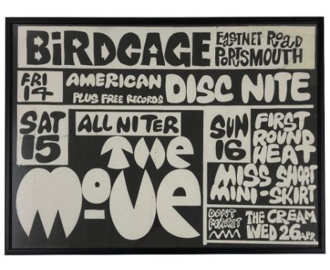 The Move &amp; The Cream - Original concert poster for The Birdcage Club, Portsmouth, April 1967, featuring The Move (15th Ap