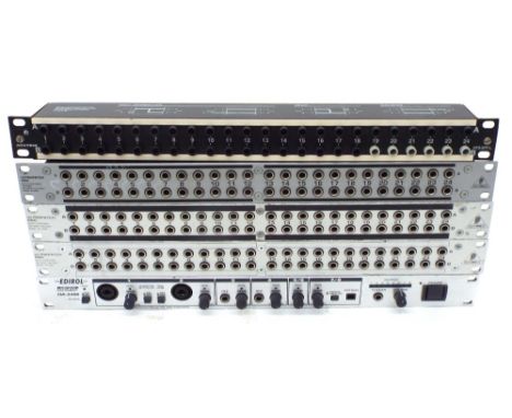 Edirol DA-2496 eight channel digital audio interface rack unit; together with three Behringer patch bays and a Neutrik patch 