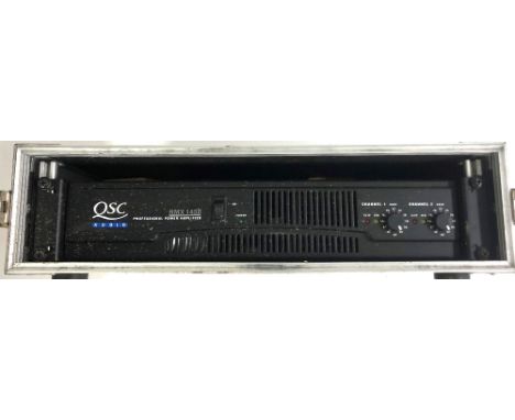 QSC RMX-1450 power amplifier fitted within a rack flight case