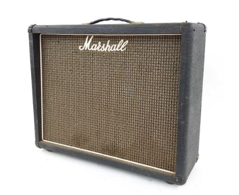 1970s Marshall 2x12 guitar amplifier speaker cabinet, made in England, ser. no. A01271, fitted with replacement Eminence 12" 