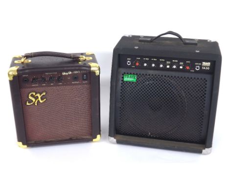 Trace Acoustic TA30 acoustic guitar amplifier, cover; together with an SXAGA-1065 practice amplifier (2)