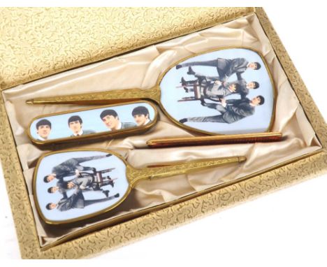 The Beatles - rare Beatles vanity set comprising mirror, comb and two brushes, within original box