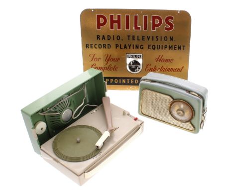 Vintage Philips Radio, Television, Recordplaying equipment Appointed Dealer Perspex sign, 11.75" x 14.75"; together with a Da