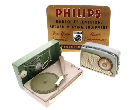 Vintage Philips Radio, Television, Recordplaying equipment Appointed Dealer Perspex sign, 11.75" x 14.75"; together with a Da