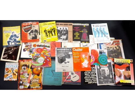 Good selection guitar related ephemera including Bert Weedon's Play In A Day, original vintage Kay Guitars Instruction Books,