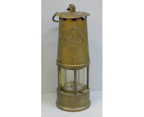 A Protector Lamp &amp; Lighting Co. Eccles miner's lamp with striker 