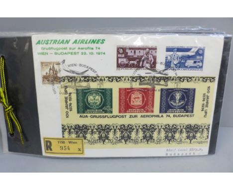 A collection of first flight stamps and flight commemorative covers, some signed (50) 