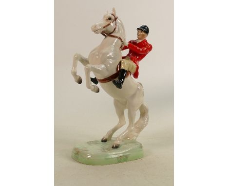 Beswick Huntsman on a Rearing Horse, model 868, rare painted white gloss colourway (restored) 