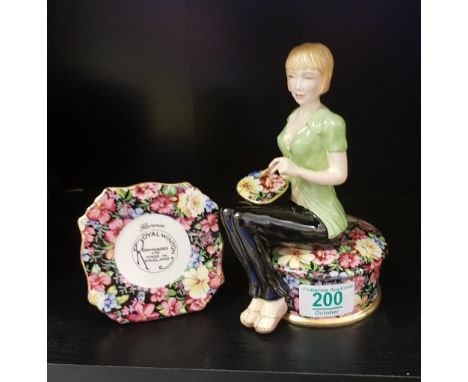 Royal Winton Limited edition figure Florence: with ceramic plaque, boxed 