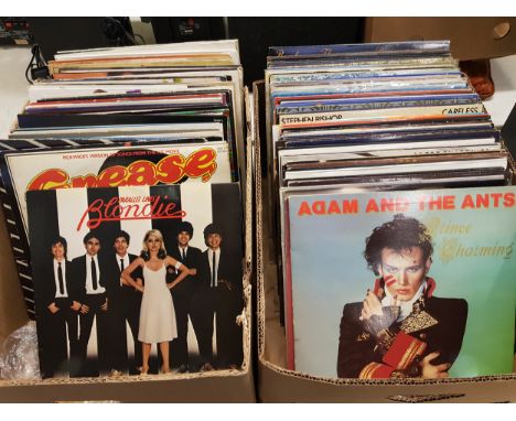 A quantity of albums: Bee Gee's, Moody Blues, Blondie, Johnny Cash, Michael Jackson etc, 2 trays. 