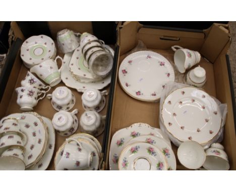 A mixed collection of tea ware items: including Royal Albert Sweet Violets tea cups, floral part tea sets etc (2 trays). 