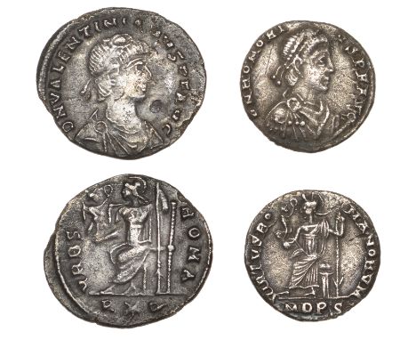 Roman Imperial Coinage, Valentinian II, Siliqua, Rome, 378-83, pearl-diademed and draped bust right, rev. Roma seated left, 1