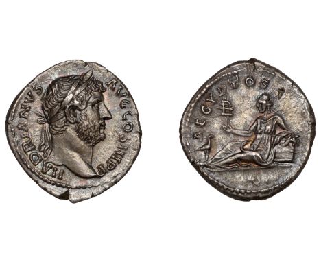 Roman Imperial Coinage, Hadrian (117-138), Denarius, 130-3, laureate head right, rev. aegyptos, Ægyptos reclining left, holdi