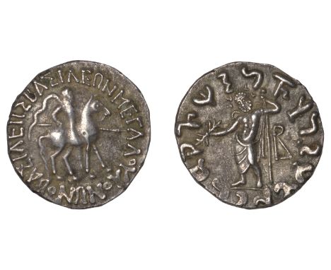 Oriental Greek Coinage, INDO-SKYTHIANS, Vonones with Spalahorasa, Tetradrachm, c. 100-90, king right on horseback, holding sp