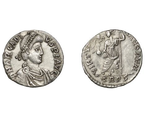 Roman Imperial Coinage, Arcadius (383-408), Siliqua, Trier, 392-5, d n arcadi-vs p f avg, pearl-diademed, draped and cuirasse