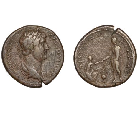 Roman Imperial Coinage, Hadrian (117-138), Sestertius, 130-3, laureate and draped bust right, rev. restitvtori achaiae, emper