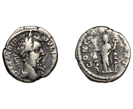 Roman Imperial Coinage, Didius Julianus (193), Denarius, 193, [–]aes m did ivlian[––], laureate head right, rev. Concordia st