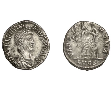 Roman Imperial Coinage, Valentinian II (375-392), Siliqua, Lugdunum, 388-92, d n valentini-anvs p f avg, pearl-diademed, drap