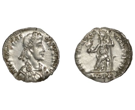 Roman Imperial Coinage, Arcadius (383-408), Siliqua, Milan, 395-402, d n arcadi-vs p f avg, pearl-diademed, draped and cuiras