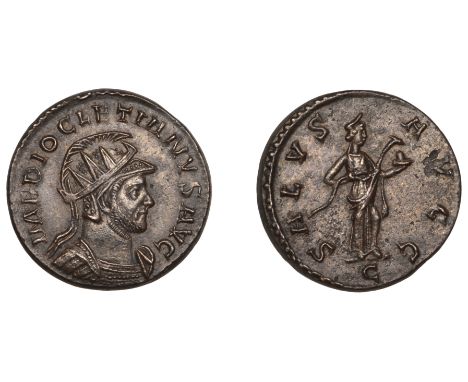 Roman Imperial Coinage, Diocletian (284-305), Antoninianus, Lugdunum, 290-1, helmeted, radiate and cuirassed bust right, rev.