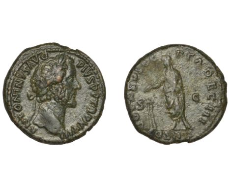 Roman Imperial Coinage, Antoninus Pius (138-161), As, 159-60, laureate head right, rev. vota svscepta dec iii, emperor standi