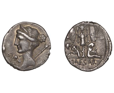 Roman Imperatorial Coinage, The Caesarians, Julius Caesar, Denarius, military mint in Spain, 46-5, draped and diademed head o